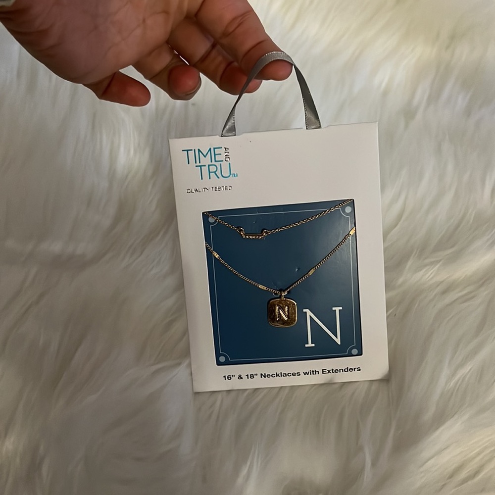 NWT Time and Tru Women's Initial Letter "N” Necklace Set, 2-Piece